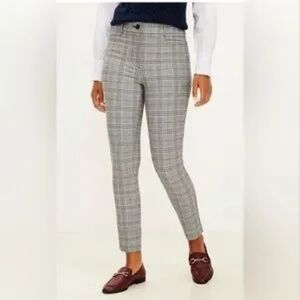 LOFT Black and White Plaid Skinny Pants